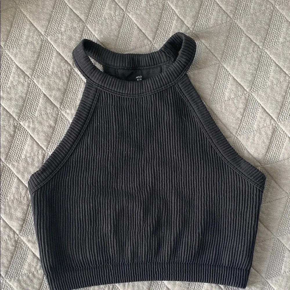 Aerie Black Ribbed Tank Top - Picture 1 of 5